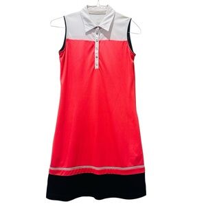 TAIL Women’s Sleeveless Pickleball/Tennis Polo Dress White/Pink/Black Pockets S
